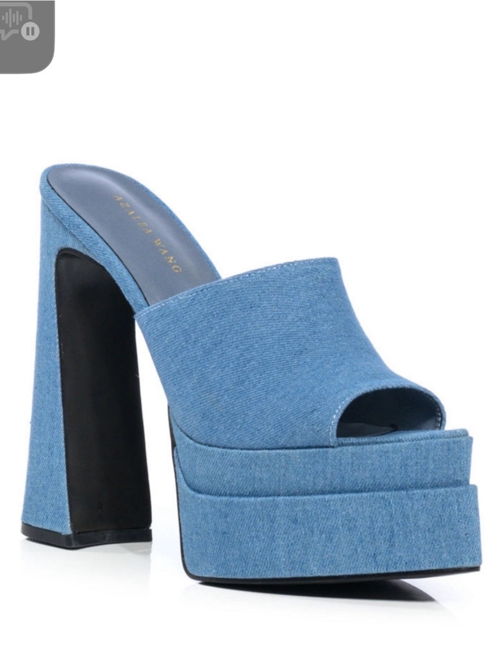 AZALEA WANG 
 Wang Light Blue Denim Platform Mule Sandals